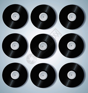黑色光盘素材Vinyl记录音乐背景矢量插图插画