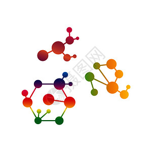 彩色分子结构化学式插画