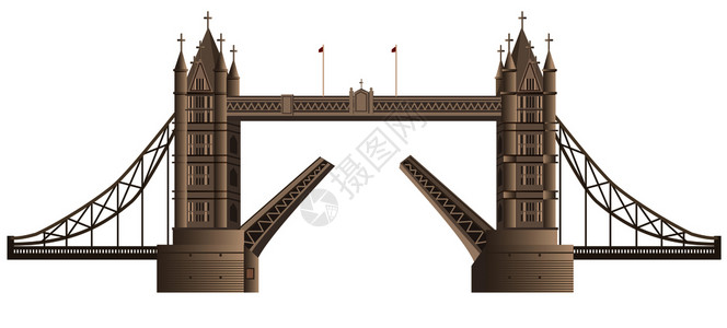 英国泰晤士河英格兰的隆登桥插图设计图片