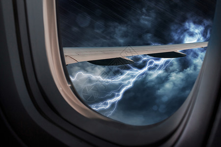 飞机外面的雷暴天气背景图片