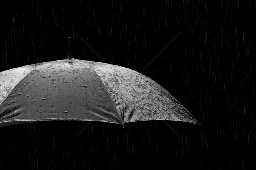 暴雨中伞的黑白照片图片