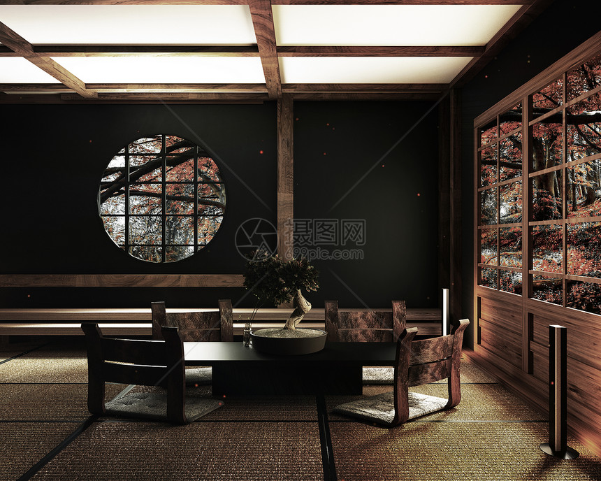 室内设计现代客厅配有卡塔纳桌灯和米垫底室骨盆树的现代客厅设计很难找到图片