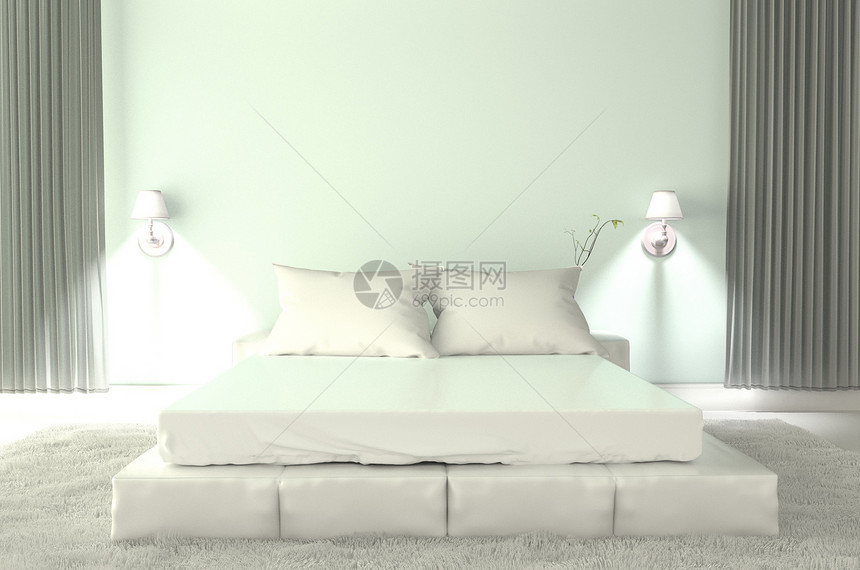 白色室内房间风格3D图片