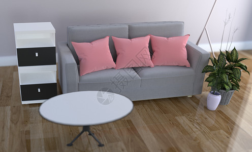 沙发上的粉色枕头室内客厅图片