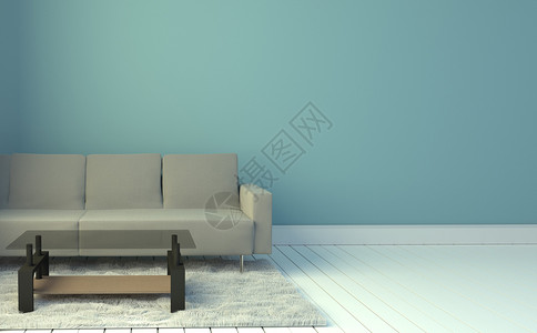 内有灰色沙发和地毯浅蓝色墙底壁背景的室内起居客厅图片
