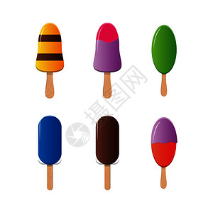 不同颜色和形状的冰淇淋元素图片