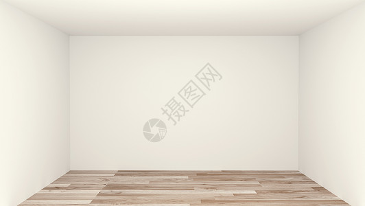 空房间清洁木地板白壁背景3D背景图片