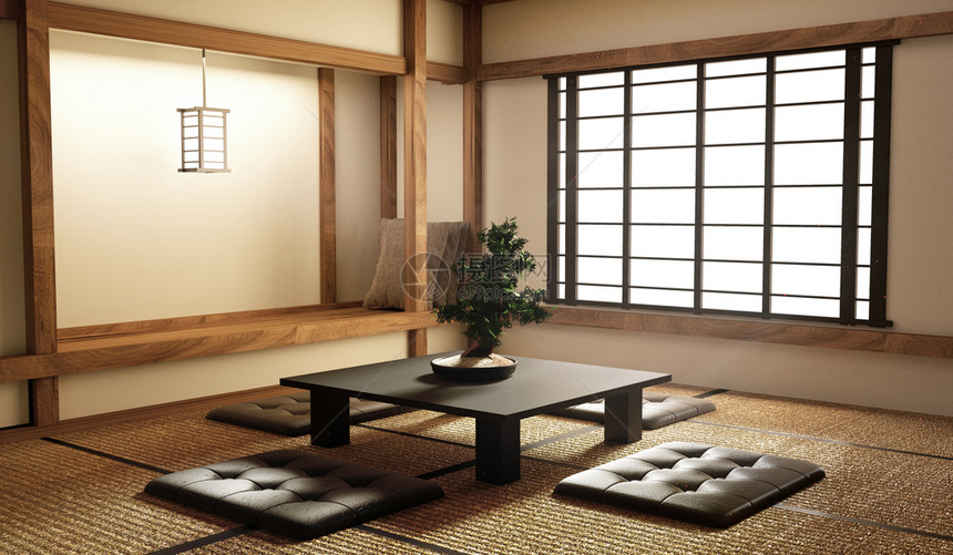 3d专门设计为日本风格的客厅图片