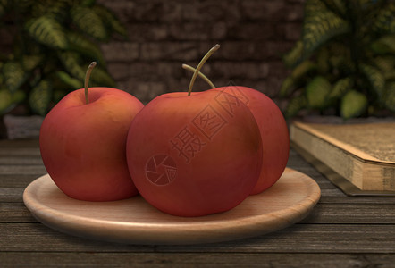 3个红苹果D图片