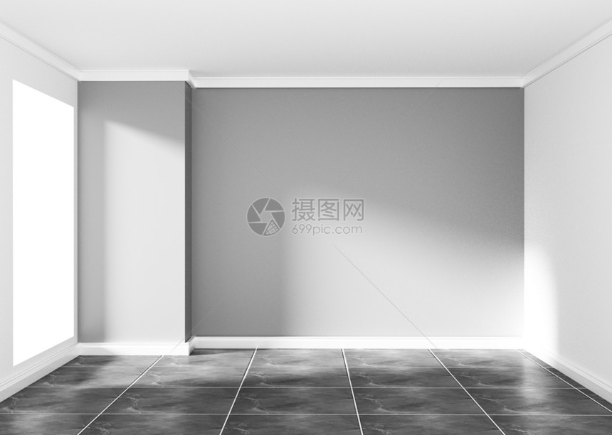 空灰色房间3d内部设计图片
