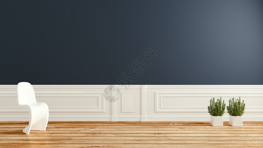 房间空黑墙地板上现代房间木共合型3d图片