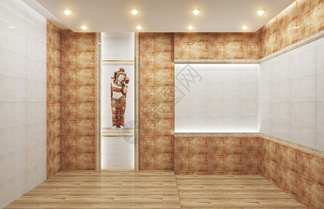 室内起居装瓷砖经典纹理背景棕色瓷砖地板壁背景最小设计3D图片