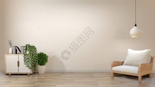 zen客厅空白壁背景装饰雅潘风格3D高清图片
