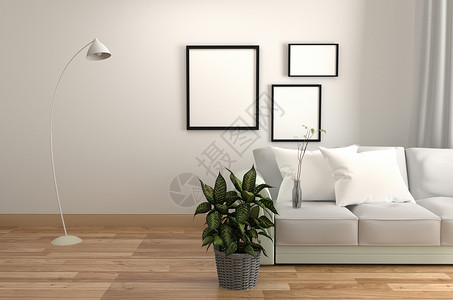 室内起居框架灯和沙发枕头背景图片