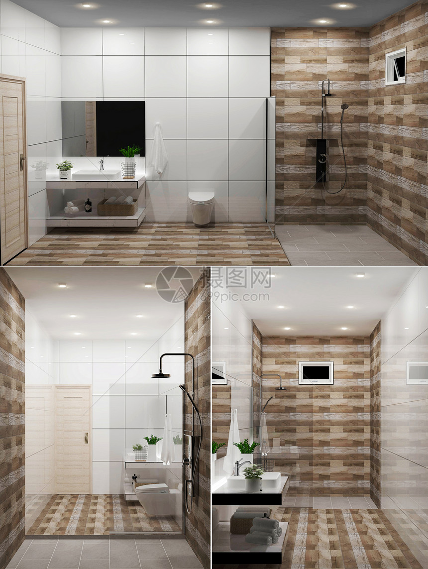 洗手间木墙和地板日本风格图片