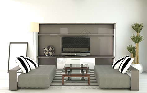tv现代室内房间空3D图片