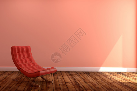 内有红色沙发的室内起居客厅用粉色墙壁背景空的木地板3D背景图片