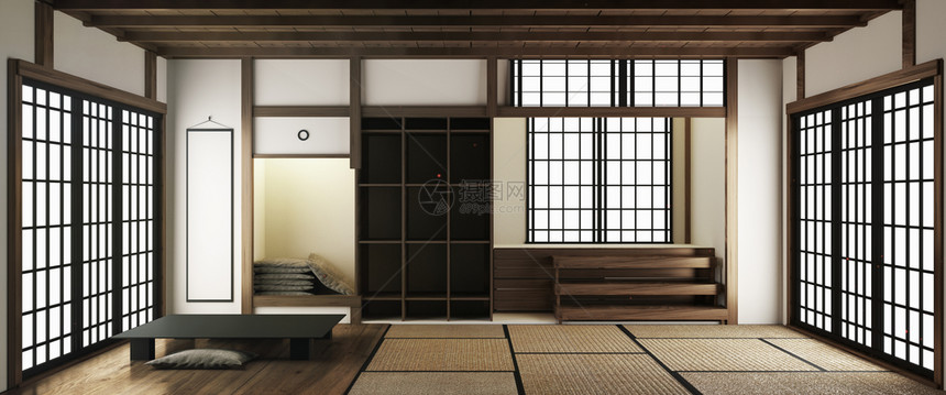 塔米垫和纸质滑动门用日本式的房间制称为hoji3D图片
