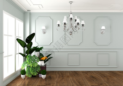 室内生活奢华经典风格花岗岩瓷砖上装饰白墙3D图片
