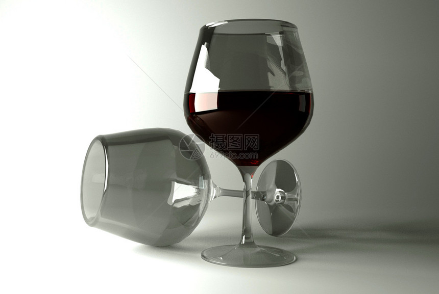 玻璃杯隔绝白背景3D图片