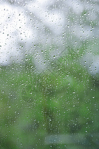 窗户眼镜表面有雨滴与bokeh背景图片