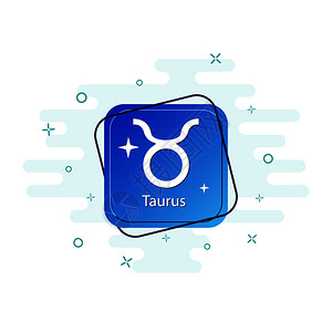 沙皇蓝色按钮带有zodiacSr符号平面设计插画
