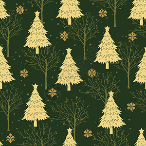 圣诞树无缝模式背景包装纸模式填充冬季问候网页背景圣诞节和新年贺卡图片