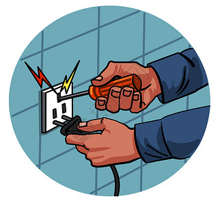 防电墙说明用电的危险工作插画