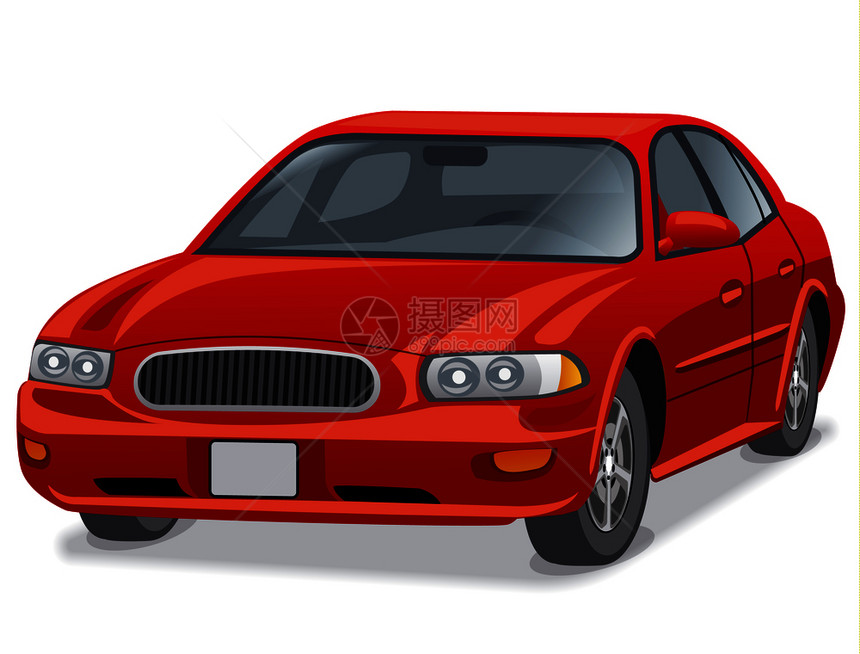 现代红色汽车平面图图片