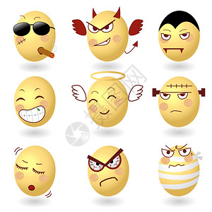 鸡蛋表情矢量插图图片