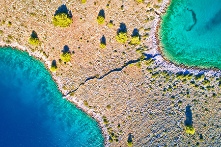 科纳提公园岛以石块干墙空中观察方式分隔达马提亚群岛croati岛图片