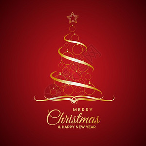 珠宝圣诞矢量抽象覆盖金色圣诞树带有文字插画