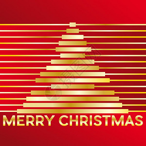 红色背景上的抽象金色圣诞树背景图片