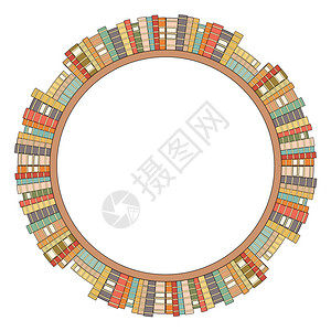 圆书环形的彩色书柜设计图片