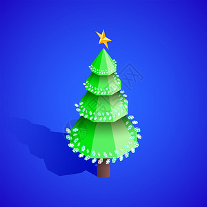绿色圣诞节新年圣诞树设计插画