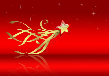 红色闪耀流星带有礼品丝的圣诞彗星背景