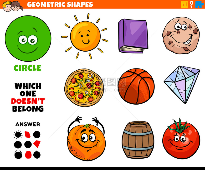 圆形几何状儿童教育任务插图图片