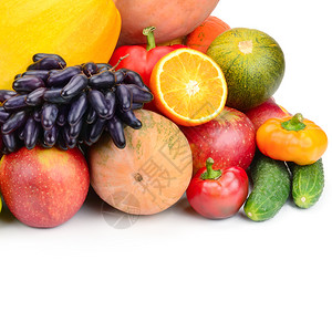 白背景的水果和蔬菜健康食品免费文字空间图片