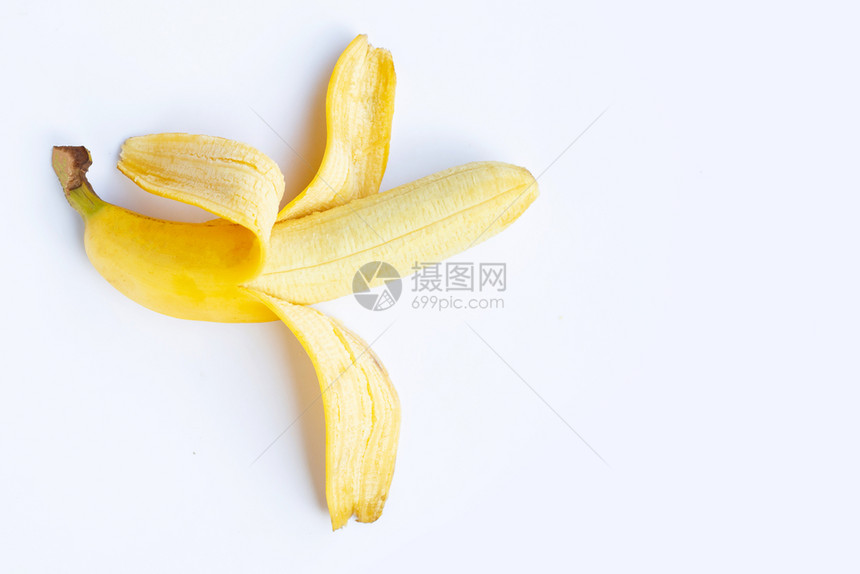 白色背景上孤立的单香蕉复制空间图片