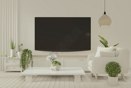 室内海报智能电视柜和椅子房间最小设计3d图片