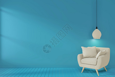 蓝色背景的客厅布置背景图片