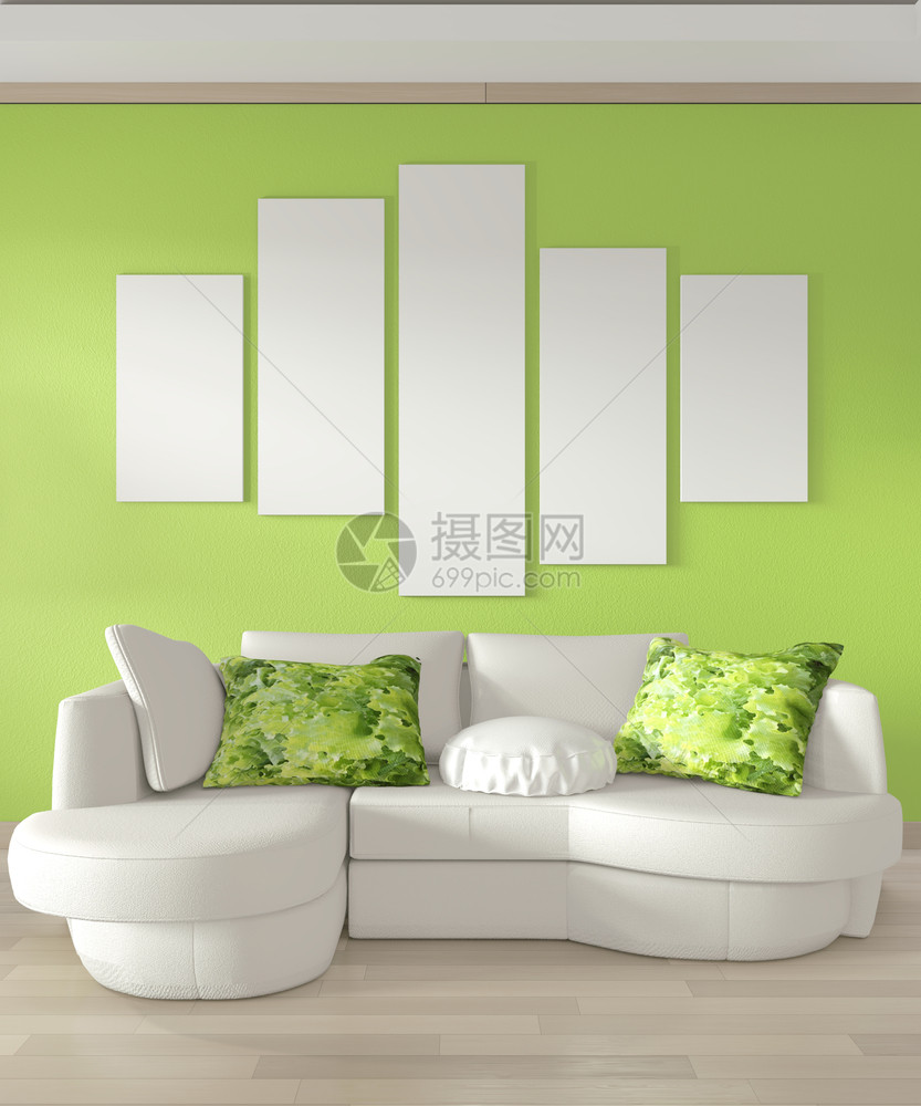 浅绿色背景的室内装修风格图片