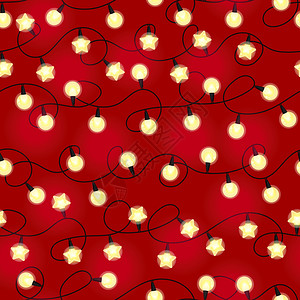 圣诞光灯泡无缝模式多彩的xmasgrlnd圣诞节和新年背景图片