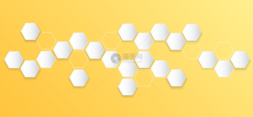 抽象黄色蜜蜂高度六边形和空间背景图片