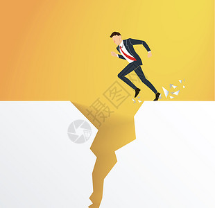 裂谷男人在裂纹地面奔跑插画