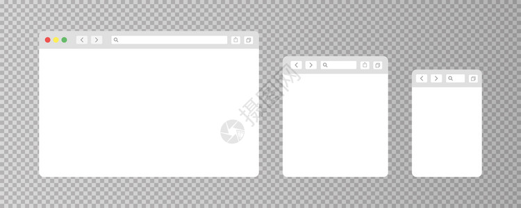 浏览器窗口孤立的矢量网络元素透明背景设计模板带有用于移动设备计的浏览器窗口空白模板网站设计模型eps10设计图片
