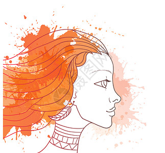 蛋卷头发型秋天情境的女孩喷雾设计图片