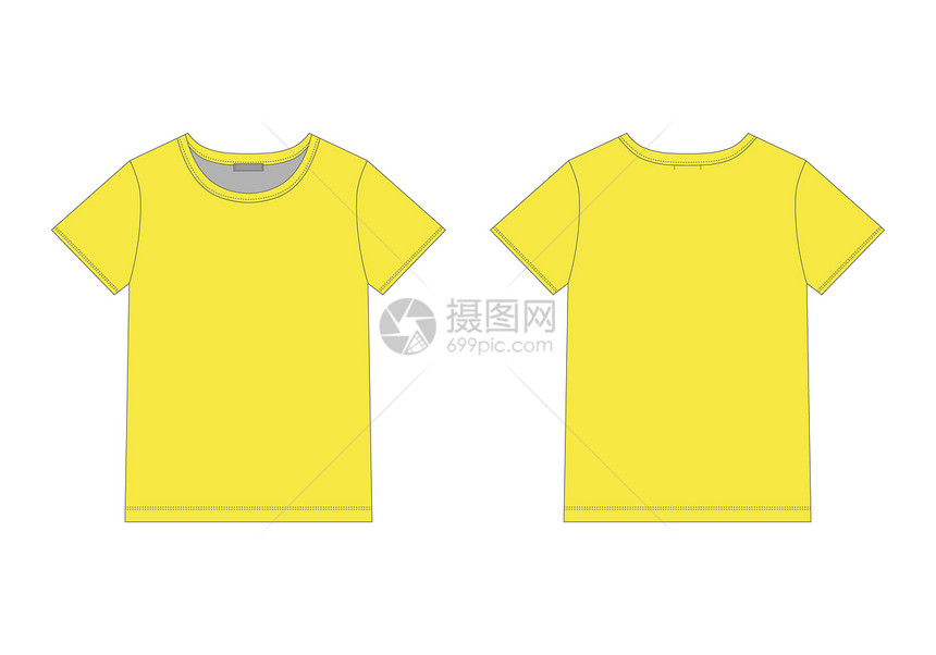 技术草图男子t黄色恤单内衣顶级设计模板t恤矢量说明单内衣顶级设计模板图片
