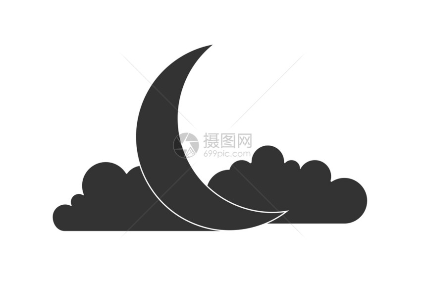 天空中四分之一月亮平面设计简单图片