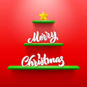 在圣诞节树形状的架子上写圣诞信并配有美丽的节假日书法作为请客海报或贺卡背景图片
